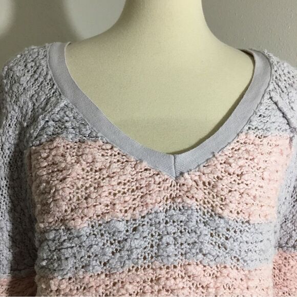 Free People Pastel Knit Striped Sweater Top Size M - Picture 5 of 9